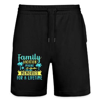 Familienurlaub - Erinnerungen Für Ein Ganzes Leben - Stanley/Stella Unisex Bio Joggingshorts Trainer  - Schwarz - Vorne - Nik (191cm) & Marisol (170cm)