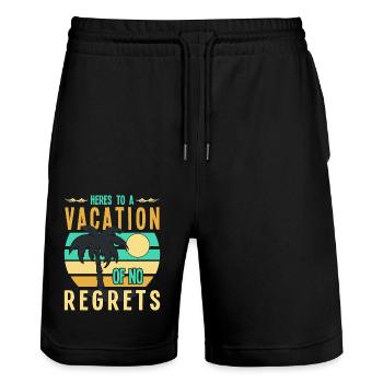 Pour des vacances sans regrets - Short de jogging bio TRAINER Stanley/Stella unisexe - noir - Devant - Nik (191cm) & Marisol (170cm)