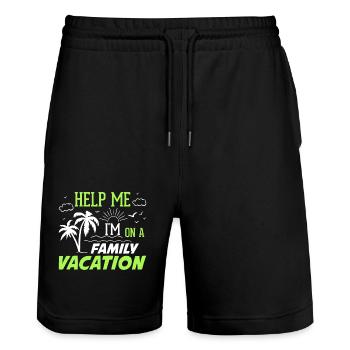 Hilfe Ich Bin Im Familienurlaub - Stanley/Stella Unisex Bio Joggingshorts Trainer  - Schwarz - Vorne - Nik (191cm) & Marisol (170cm)