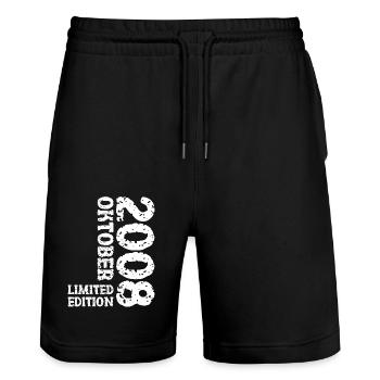 2008 Oktober Limited Edition 15. Geburtstag Deko - Stanley/Stella Unisex Bio Joggingshorts Trainer  - Schwarz - Vorne - Nik (191cm) & Marisol (170cm)