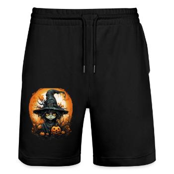 Halloween Witch I Cartoon Style I Witch - Stanley/Stella Unisex Bio Joggingshorts Trainer  - Schwarz - Vorne - Nik (191cm) & Marisol (170cm)