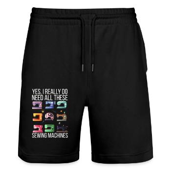 Yes, I really need all these sewing machines - Stanley/Stella Trainer Unisex Organic Jogging Shorts - black - Front - Nik (191cm) & Marisol (170cm)