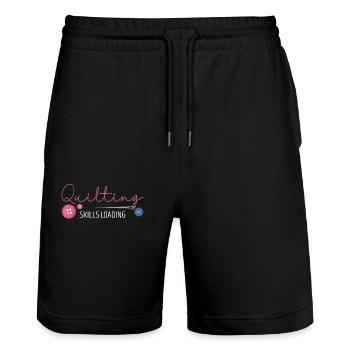 Quilten Fähigkeiten Laden Funny Nähmaschine - Stanley/Stella Unisex Bio Joggingshorts Trainer  - Schwarz - Vorne - Nik (191cm) & Marisol (170cm)