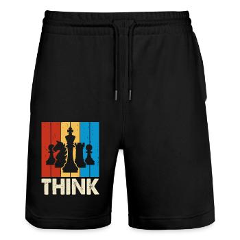 Schach - Stanley/Stella Unisex Bio Joggingshorts Trainer  - Schwarz - Vorne - Nik (191cm) & Marisol (170cm)