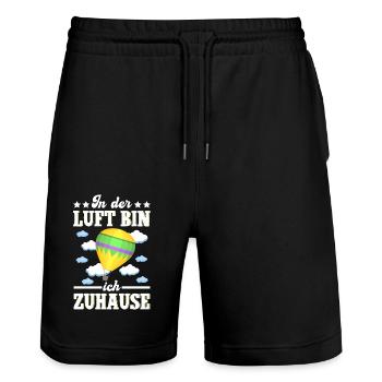 Ballonfahren Heißluftballon Ballon Crew Geschenk - Stanley/Stella Unisex Bio Joggingshorts Trainer  - Schwarz - Vorne - Nik (191cm) & Marisol (170cm)