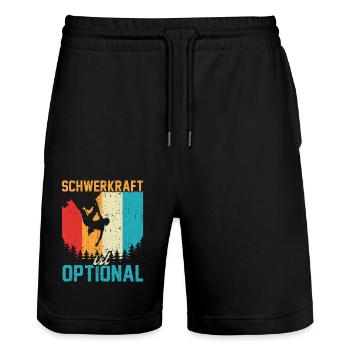 Bouldern Kletterhallen Klettern Humor Boulderer - Stanley/Stella Unisex Bio Joggingshorts Trainer  - Schwarz - Vorne - Nik (191cm) & Marisol (170cm)