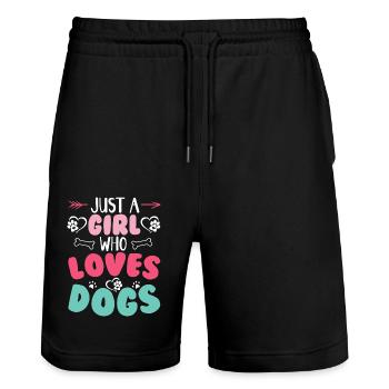Just A Girl Who Loves Dogs - Stanley/Stella Unisex Bio Joggingshorts Trainer  - Schwarz - Vorne - Nik (191cm) & Marisol (170cm)