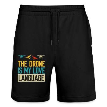 Drone - Stanley/Stella Trainer Unisex Organic Jogging Shorts - black - Front - Nik (191cm) & Marisol (170cm)