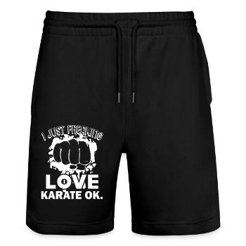 Karate I Just Freaking Love Karate - Stanley/Stella Trainer Unisex Organic Jogging Shorts - black - Front - Nik (191cm) & Marisol (170cm)
