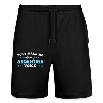 Don't force me to use my Greek voice - Stanley/Stella Trainer Unisex Organic Jogging Shorts - black - Front - Nik (191cm) & Marisol (170cm)
