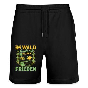 Naturliebhaber Förster Natur Waldliebhaber Wälder - Stanley/Stella Unisex Bio Joggingshorts Trainer  - Schwarz - Vorne - Nik (191cm) & Marisol (170cm)