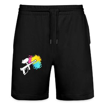 Paintball Gun Silhouette Airsoft Fan Painting - Stanley/Stella Trainer Unisex Organic Jogging Shorts - black - Front - Nik (191cm) & Marisol (170cm)