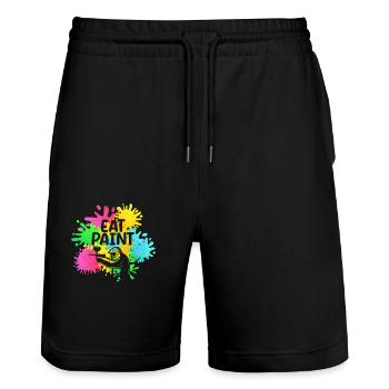 Eat Paint Splatter Funny Paintball Lover - Stanley/Stella Trainer Unisex Organic Jogging Shorts - black - Front - Nik (191cm) & Marisol (170cm)