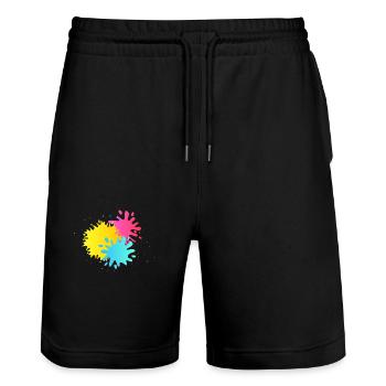 Paintball Color Splatter Splash Airsoft Player - Stanley/Stella Trainer Unisex Organic Jogging Shorts - black - Front - Nik (191cm) & Marisol (170cm)