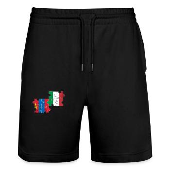 Mongolie Italie Drapeau Vintage Mongolis - Short de jogging bio TRAINER Stanley/Stella unisexe - noir - Devant - Nik (191cm) & Marisol (170cm)
