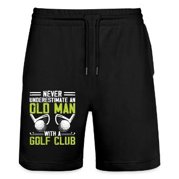 Golf Golfer - Stanley/Stella Unisex Bio Joggingshorts Trainer  - Schwarz - Vorne - Nik (191cm) & Marisol (170cm)