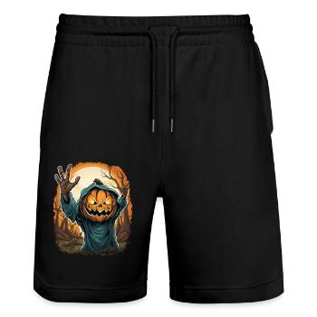 Halloween Emerging Hands Spooky Pumpkin - Stanley/Stella Unisex Bio Joggingshorts Trainer  - Schwarz - Vorne - Nik (191cm) & Marisol (170cm)