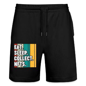 NFT - Short de jogging bio TRAINER Stanley/Stella unisexe - noir - Devant - Nik (191cm) & Marisol (170cm)