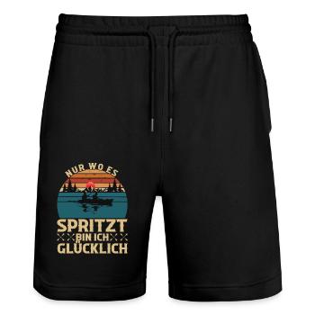Kajak Paddler Kajakfahrer Paddeln Kajakfahren - Stanley/Stella Unisex Bio Joggingshorts Trainer  - Schwarz - Vorne - Nik (191cm) & Marisol (170cm)