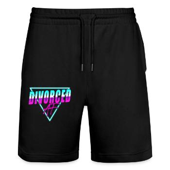 Happy Divorce Party Retro 80s 90s - Short de jogging bio TRAINER Stanley/Stella unisexe - noir - Devant - Nik (191cm) & Marisol (170cm)