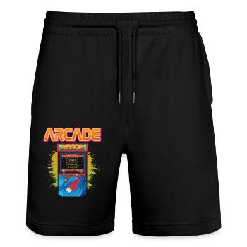 Arcade Machine Player Video Game Games Streamer - Stanley/Stella Trainer Unisex Organic Jogging Shorts - black - Front - Nik (191cm) & Marisol (170cm)