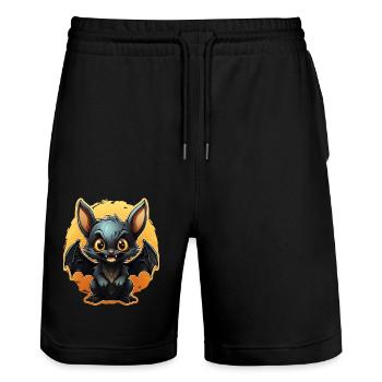 Chauve-souris Halloween I Cartoon Mignonne chauve-souris - Short de jogging bio TRAINER Stanley/Stella unisexe - noir - Devant - Nik (191cm) & Marisol (170cm)