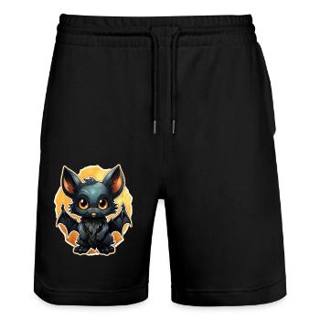 Chauve-souris Halloween I Cartoon Mignonne chauve-souris - Short de jogging bio TRAINER Stanley/Stella unisexe - noir - Devant - Nik (191cm) & Marisol (170cm)