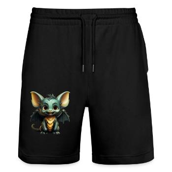 Bat Halloween I Cartoon Cute Bat - Stanley/Stella Trainer Unisex Organic Jogging Shorts - black - Front - Nik (191cm) & Marisol (170cm)