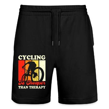 Cycling Is Cheaper Than Therapy - Stanley/Stella Unisex Bio Joggingshorts Trainer  - Schwarz - Vorne - Nik (191cm) & Marisol (170cm)