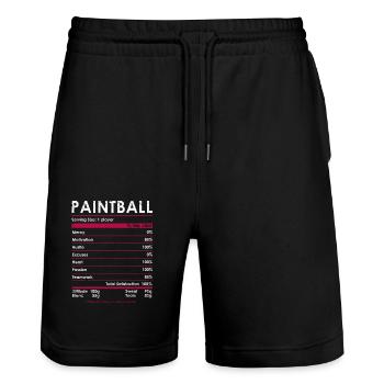 Jeu de paintball amusant de données nutritionnelles - Short de jogging bio TRAINER Stanley/Stella unisexe - noir - Devant - Nik (191cm) & Marisol (170cm)