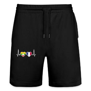 Myanmar France Vintage Heartbeat Flag - Short de jogging bio TRAINER Stanley/Stella unisexe - noir - Devant - Nik (191cm) & Marisol (170cm)