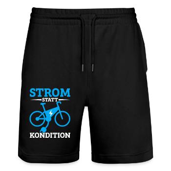 Elektrofahrrad E-Bike Fahrradträger Fahrrad - Stanley/Stella Unisex Bio Joggingshorts Trainer  - Schwarz - Vorne - Nik (191cm) & Marisol (170cm)