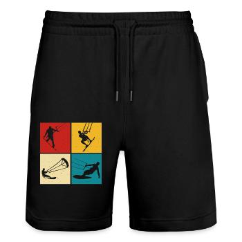 Kitesurf Kitesurfer Kiteboard - Stanley/Stella Unisex Bio Joggingshorts Trainer  - Schwarz - Vorne - Nik (191cm) & Marisol (170cm)