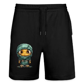 Halloween Spooky Cartoon Mummy - Short de jogging bio TRAINER Stanley/Stella unisexe - noir - Devant - Nik (191cm) & Marisol (170cm)