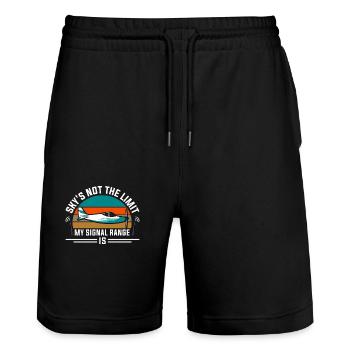 RC Airplane RC Airplane - Stanley/Stella Trainer Unisex Organic Jogging Shorts - black - Front - Nik (191cm) & Marisol (170cm)