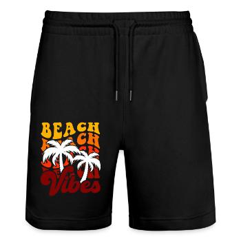 Vibrations de la plage - Short de jogging bio TRAINER Stanley/Stella unisexe - noir - Devant - Nik (191cm) & Marisol (170cm)
