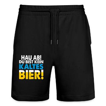 Biertrnker Bierzelt Biergarten Biertrinker kostüm - Stanley/Stella Unisex Bio Joggingshorts Trainer  - Schwarz - Vorne - Nik (191cm) & Marisol (170cm)