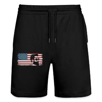 Beard Lover Bearded Man American - Stanley/Stella Unisex Bio Joggingshorts Trainer  - Schwarz - Vorne - Nik (191cm) & Marisol (170cm)