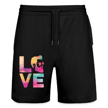 Amant barbe Homme barbu Aquarelle - Short de jogging bio TRAINER Stanley/Stella unisexe - noir - Devant - Nik (191cm) & Marisol (170cm)