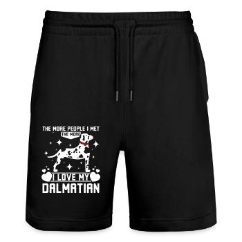 The more people I met the more I love my dalmatian - Stanley/Stella Unisex Bio Joggingshorts Trainer  - Schwarz - Vorne - Nik (191cm) & Marisol (170cm)