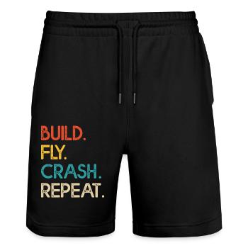 Drone - Stanley/Stella Trainer Unisex Organic Jogging Shorts - black - Front - Nik (191cm) & Marisol (170cm)