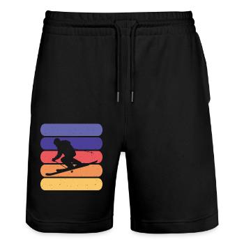 Ski Skiing Skiers - Stanley/Stella Trainer Unisex Organic Jogging Shorts - black - Front - Nik (191cm) & Marisol (170cm)