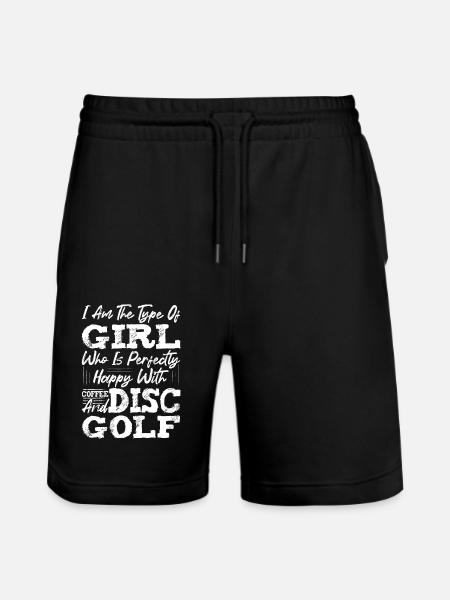 Meisje blij met koffie en disc golf frisbee disc - Stanley/Stella uniseks bio-joggingshorts Mover  - zwart