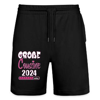 Grosse Cousine 2024 loading Ankündigung - Stanley/Stella Unisex Bio Joggingshorts Trainer  - Schwarz - Vorne - Nik (191cm) & Marisol (170cm)