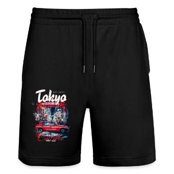 Tokyo - T-shirt Culture de la ville, T-shirt Japon, Tokyo - Short de jogging bio TRAINER Stanley/Stella unisexe - noir - Devant - Nik (191cm) & Marisol (170cm)