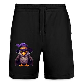 Eagle witch hat. Funny Halloween costume for - Stanley/Stella Trainer Unisex Organic Jogging Shorts - black - Front - Nik (191cm) & Marisol (170cm)