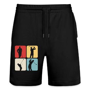 Golf Golfer - Stanley/Stella Unisex Bio Joggingshorts Trainer  - Schwarz - Vorne - Nik (191cm) & Marisol (170cm)