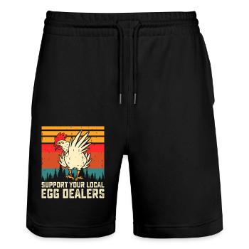 Chickens Chicken Farmer Farmer - Stanley/Stella Trainer Unisex Organic Jogging Shorts - black - Front - Nik (191cm) & Marisol (170cm)