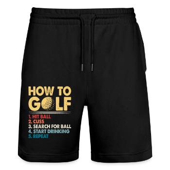 Golf Golfer - Stanley/Stella Unisex Bio Joggingshorts Trainer  - Schwarz - Vorne - Nik (191cm) & Marisol (170cm)