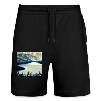 Vacances au Grand Lac de l’Ours, Canada - Short de jogging bio TRAINER Stanley/Stella unisexe - noir - Devant - Nik (191cm) & Marisol (170cm)
